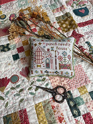 Pansy Patch Quilts and Stitchery - The Houses on Stitchery Lane Part 7 Punch Needle House-Pansy Patch Quilts and Stitchery - The Houses on Stitchery Lane Part 7 Punch Needle House, series, cross stitch, neighborhood, 