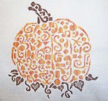 White Willow Stitching - Tribal Pumpkin-White Willow Stitching - Tribal Pumpkin, autumn, decorating, cross stitch