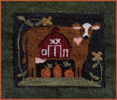 Little House Needleworks - Down on the Farm - Punch Needle-Little House Needleworks - Down on the Farm - Punch Needle, bessie, cow,  