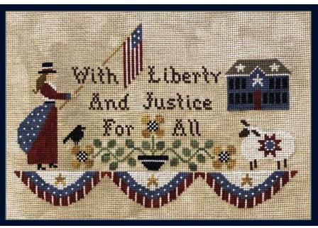 Plum Pudding Needleart - Americana Sampler-Plum Pudding Needleart - Americana Sampler, American flag, liberty, home, flowers, cross stitch, 250 anniversary