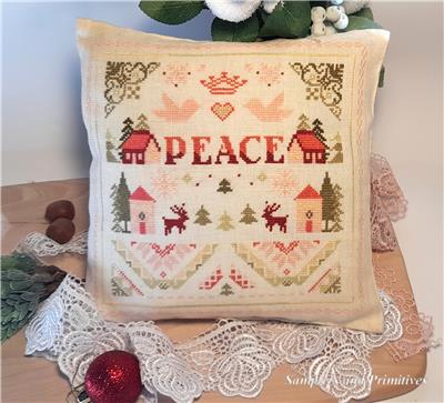 Samplers and Primitives - Christmas Quaker II-Samplers and Primitives - Christmas Quaker II, reindeer, house, heart, doves, Christmas trees, cross stitch 