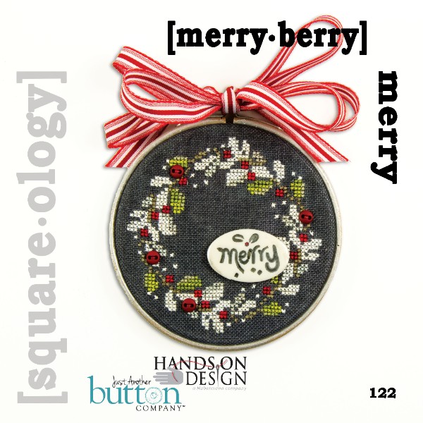 Hands On Design & Just Another Button Company - Square.ology - merry.berry-Hands On Design  Just Another Button Company - Square.ology - merry.berry, Christmas, holly, merry button, cross stitch, 