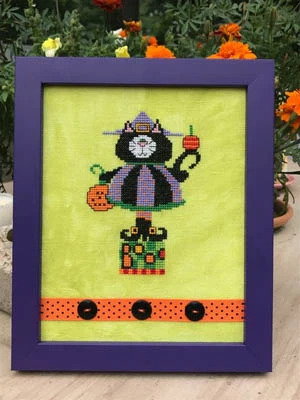 Amy Bruecken Designs - Kitty Witch-Amy Bruecken Designs - Kitty Witch, Halloween, cat, costume, trick or treat, candy, pumpkin, cross stitch