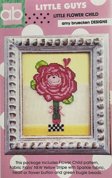 Amy Bruecken Designs - Little Guys - Little Flower Child (with linen)-Amy Bruecken Designs - Little Guys - Little Flower Child, flower, linen, children, cross stitch 