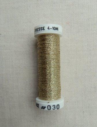 Au Ver a Soie - Metallic Braid Light Gold 030 size 4-Au Ver a Soie - Metallic Braid Light Gold 030 size 4, embroidery, cross stitch, floss, 