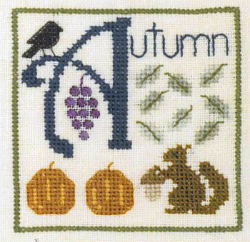 Elizabeth's Designs - A is for Autumn-Elizabeths Needlework Designs, A is for Autumn, letters, alphabet, Cross Stitch Chart