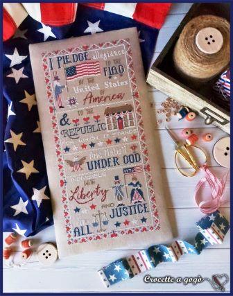 Crocette a Gogo - The Pledge of Allegiance-Crocette a Gogo - The Pledge of Allegiance, American flag, USA, Uncle Sam, United States, God, Betsy Ross, liberty, cross stitch