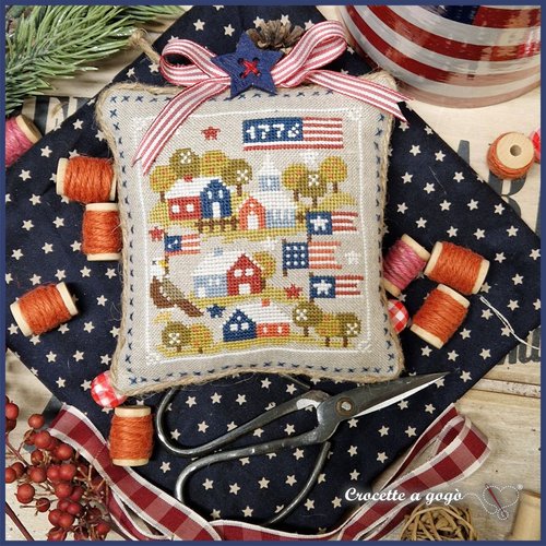 Crocette a Gogo - Patriotic Tiny Village-Crocette a Gogo - Patriotic Tiny Village, American eagle, American flag, USA, cross stitch, 1776  