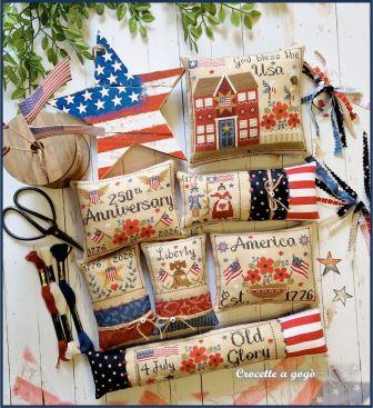 Crocette a Gogo - Stars & Stitches-Crocette a Gogo - Stars  Stitches, USA, America, patriotic, American flag, pillows, cross stitch, eagle, stars, stripes,  