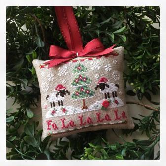 Country Cottage Needleworks - Classic Collection - 11 - Fa La La-Country Cottage Needleworks, Classic Collection, Fa La La, Christmas ornamnet, Christmas Tree, tiny rose button, sheep, 