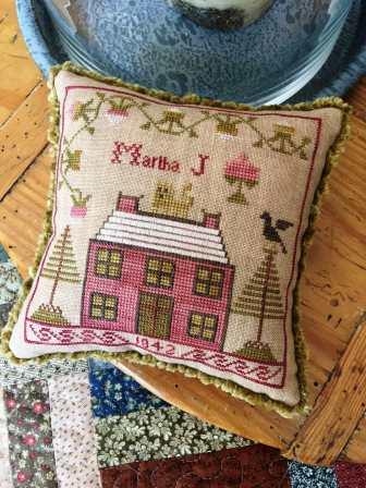 Chessie & Me - Martha's Pillow-Chessie  Me - Marthas Pillow, sampler, pin cushion, Martha Jefferson, 1842, cross stitch 