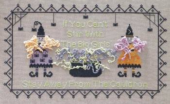Dames of the Needle & Needle Bling - Bling From The Cauldron-Dames of the Needle  Needle Bling, Bling From The Cauldron, halloween, witches. brewing, spiders, webs, Cross Stitch Pattern