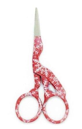 Dinky Dyes - Red Snowflake Stork Scissors-Dinky Dyes - Red Snowflake Stork Scissors, cross stitch, notions, sewing, 