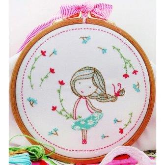 DMC - Tamar - Spring Girl - Printed Cross Stitch Kit-DMC - Tamar - Spring Girl - Printed Cross Stitch Kit, flowers, beginner, 