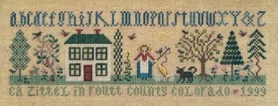 The Drawn Thread - A House in the Country-The Drawn Thread - A House in the Country, sampler, home, trees, dogs, garden, cross stitch