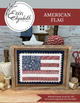 Erin Elizabeth Designs - American Flag-Erin Elizabeth Designs - American Flag, USA, patriotic, DMC, red white  blue, cross stitch
