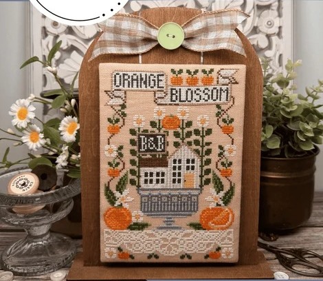 Erin Elizabeth Designs - Countryside B&B-Erin Elizabeth Designs - Countryside BB, oranges, cottage, inn, cake plate, cross stitch, 2026 Needlework Marketplace Release 