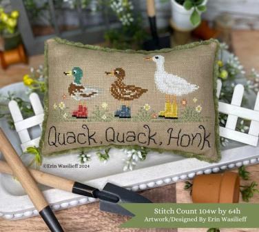 Erin Elizabeth Designs - Quack, Quack, Honk-Erin Elizabeth Designs - Quack, Quack, Honk, ducks, birds, rain boots, flowers, cross stitch