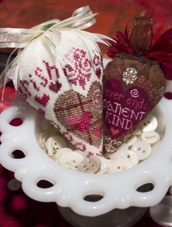 Erica Michaels Designs - Sweetberry-Erica Michaels Needleart Designs - Sweetberry,  pin cushion, hearts, cross stitch, berries, 