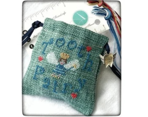 The Elegant Thread - The Tooth Fairy Bag Kit-The Elegant Thread - The Tooth Fairy Bag Kit, cross stitch, children, thread keep, loose tooth