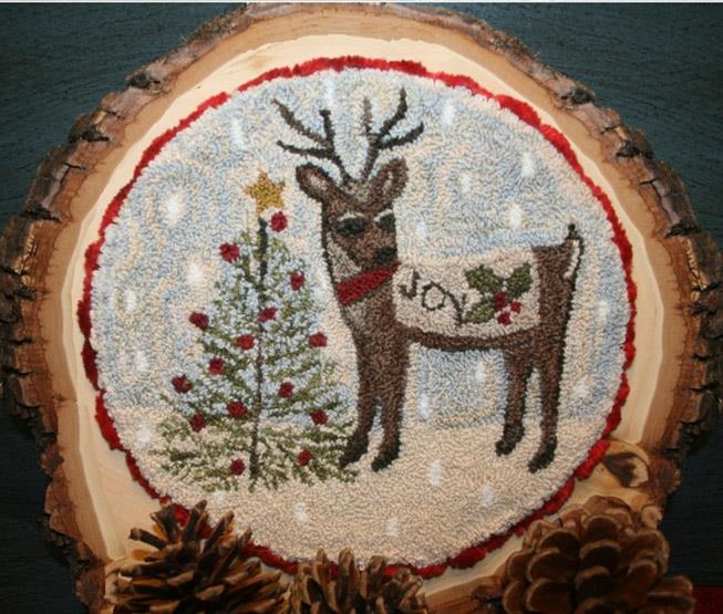 Fiddlestix�Designs - Joy-FiddlestixDesigns - Joy, punch needle, reindeer, Christmas, ornament 