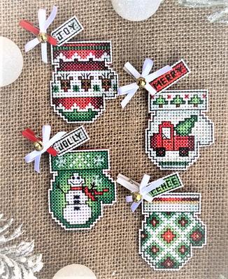 Frony Ritter Designs - Tiny Mittens Set 4-Frony Ritter Designs - Tiny Mittens Set 4, Christmas, perforated paper, ornaments, Expo, Cross stitch