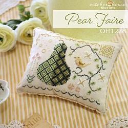 October House - Pear Faire-October House - Pear Faire, fruit, bird, pillow, cross stitch