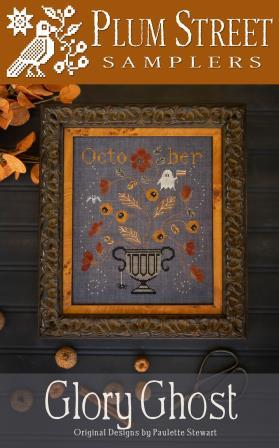 Plum Street Samplers - Glory Ghost-Plum Street Samplers - Glory Ghost, Halloween, patriotic, fall, leaves, American flag, cross stitch 