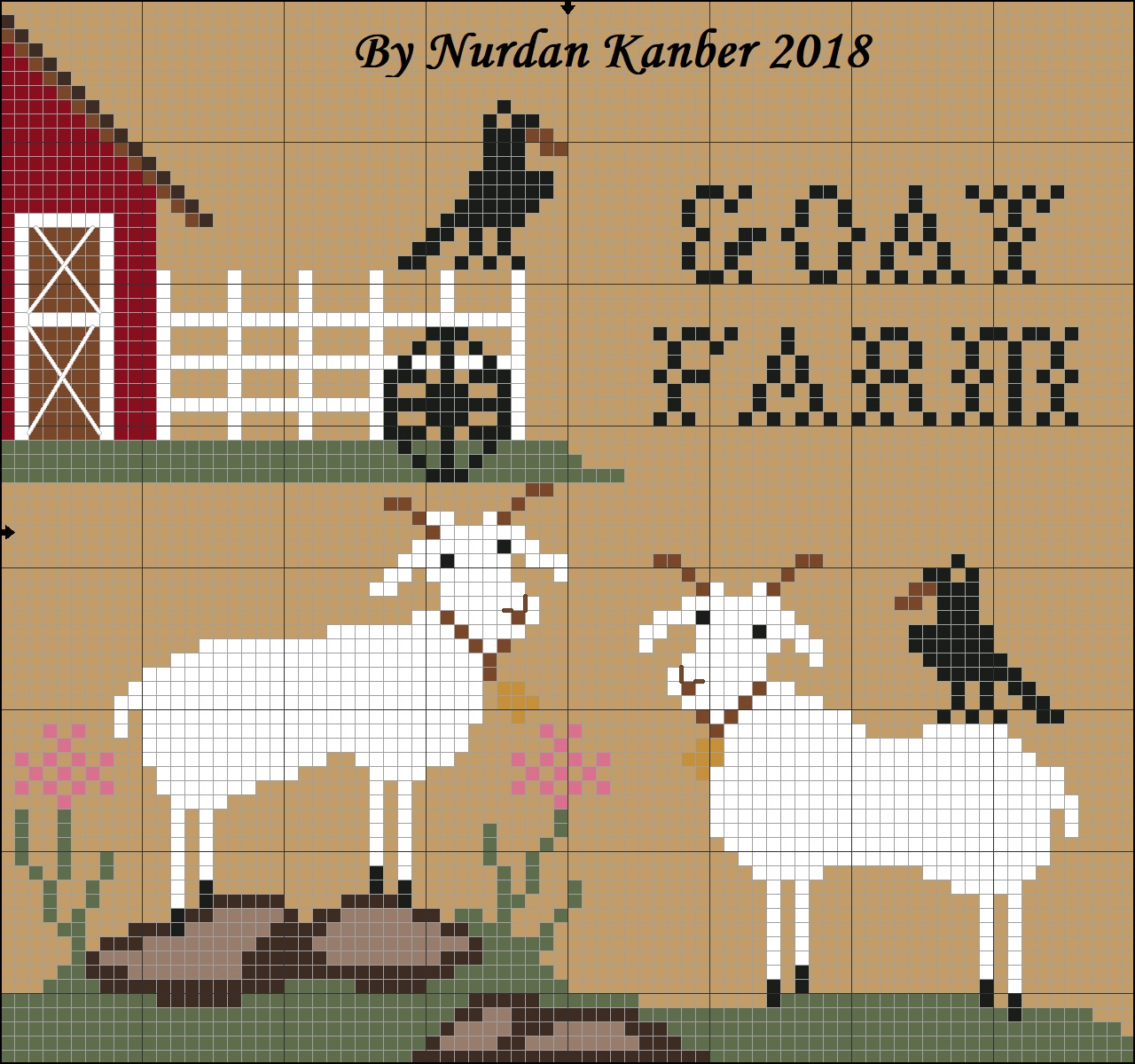 Twin Peak Primitives - Goat Farm-Twin Peak Primitives - Goat Farm, animals, crow, barnyard, barn, cross stitch  