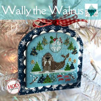 Hands On Design - Polar Plunge - Wally the Walrus-Hands On Design - Polar Plunge - Wally the Walrus, Christmas, mistletoe, iceburg, Arctic, snow, cross stitch, Nashville Market, 