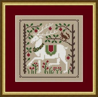 Happiness is Heart Made - Christmas Reindeer in the Forest-Happiness is Heart Made - Christmas Reindeer in the Forest - squirrel, trees, flowers, Christmas, cross stitch