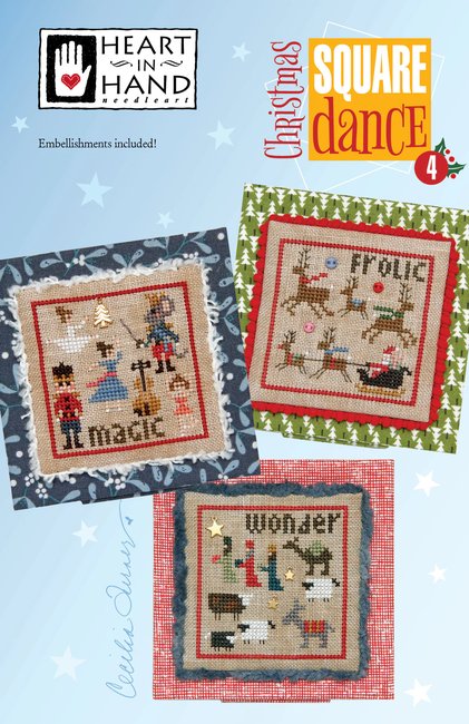 Heart in Hand Needleart - Square Dance - Christmas 4-Heart in Hand Needleart - Square Dance - Christmas 4, Nutcracker play, ballerina, mouse, Santa Claus, reindeer, Rudolf, 3 Wise men, sheep, donkey, star, Jesus, birth of Christ, cross stitch