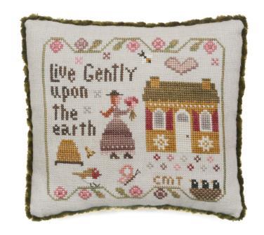 Heart in Hand Needleart - Live Gently-Heart in Hand Needleart - Live Gently,  woman, flowers, bees, butterflies, nature, birds, cross stitch