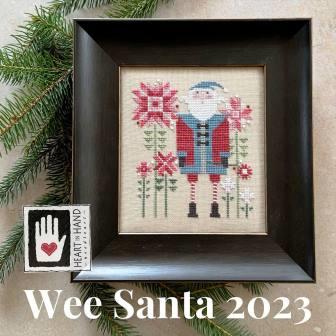 Heart in Hand Needleart - 2023 Wee Santa-Heart in Hand Needleart - 2023 Wee Santa, Christmas, Santa Claus, quilt squares, flowers, gifts, cross stitch, poinseattias, 