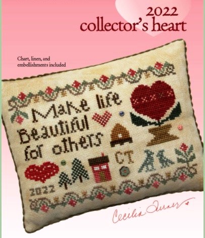 Heart in Hand Needleart - 2022 Collector's Heart Kit-Heart in Hand Needleart - 2022 Collectors Heart Kit, annual heart, flowers, helping, compassion, cross stitch