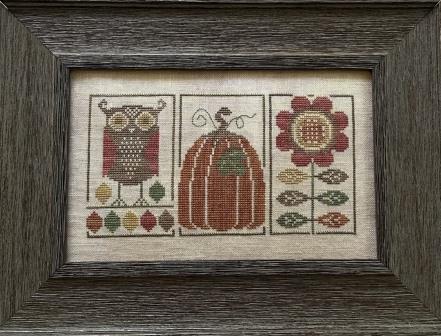 Heart in Hand Needleart - Etchings - Harvest-Heart in Hand Needleart - Etchings - Harvest, fall, pumpkins, owl, sunflowers, autumn, cross stitch 