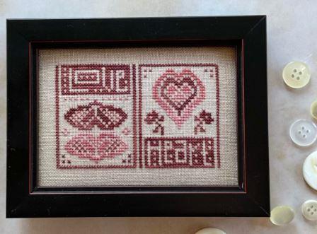 Heart in Hand Needleart - Imprints - Love and Heart-Heart in Hand Needleart - Imprints - Love and Heart, romance, pink, red, family, cross stitch