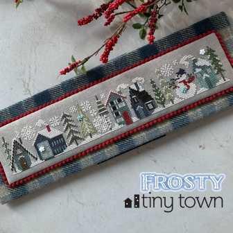 Heart in Hand Needleart - Tiny Town Frosty-Heart in Hand Needleart - Tiny Town Frosty, winter, neighborhood, houses, stores, people, snow, snowman, cross stitch, Nashville Needlework market 2024,  