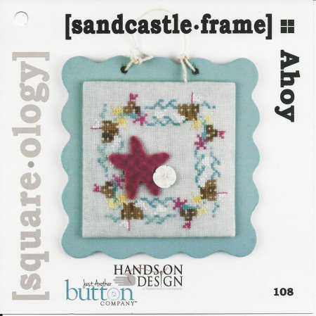 Hands On Design & Just Another Button Company - Square.ology - Ahoy - sandcastle.frame-Hands On Design -Just Another Button Company - Square-ology - sandcastle.frame - Ahoy, beach, starfish, seashells, ocean, 