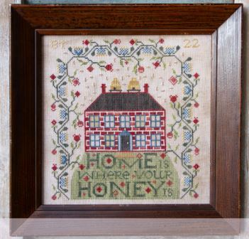 Heartstring Samplery - Home Is Where Your HONEY Is-Heartstring Samplery - Home Is Where Your HONEY Is, house, bees, beehive, honey bee, cross stitch 