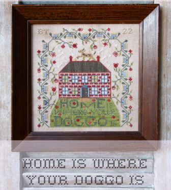 Heartstring Samplery - Home Is Where Your DOGGO Is-Heartstring Samplery - Home Is Where Your DOGGO Is, dog, pets, family, dog house, pooch, puppy, cross stitch, 