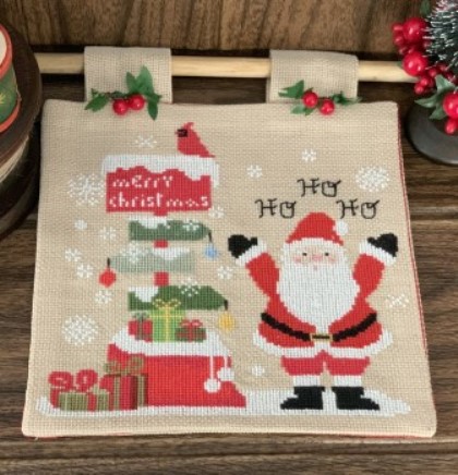 Twin Peak Primitives - Ho Ho Ho Merry Christmas-Twin Peak Primitives - Ho Ho Ho Merry Christmas, Santa Claus, Christmas, cardinal, gifts, snowflakes, cross stitch