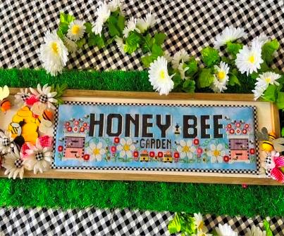 Stitching With The Housewives - Honey Bee Garden-Stitching With The Housewives - Honey Bee Garden, bees, beehive, honey, nectar, flowers, cross stitch