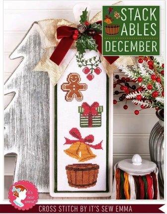 It's Sew Emma - Stackables 12 - December-Its Sew Emma - Stackables 12 - December, gingerbread, gifts, holly, berries, Christmas, cross stitch 