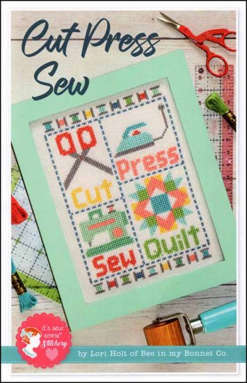 It's Sew Emma Stitchery - Cut Press Sew-Its Sew Emma Stitchery - Cut Press Sew, scissors, iron, sewing machine, quilt, cross stitch