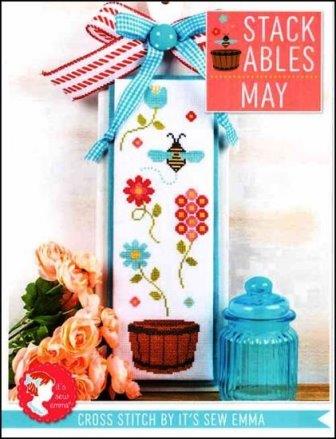 It's Sew Emma - Stackables 05 - May-Its Sew Emma - Stackables 05 - May, calendar, monthly, bee, flowers, barrel, spring, cross stitch 