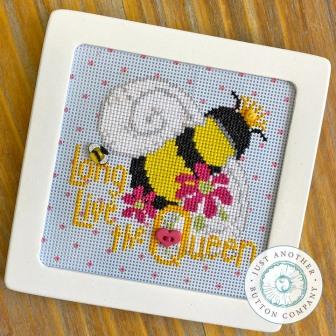 Just Another Button Company - Queen's Crown-Just Another Button Company - Queens Crown, bee, flowers, buttons, free chart, cross stitch, perforated paper, 
