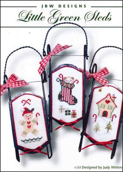 JBW Designs - Little Green Sleds-JBW Designs - Little Green Sleds,  gingerbread man, stockings, gingerbread house, Christmas, cross stitch