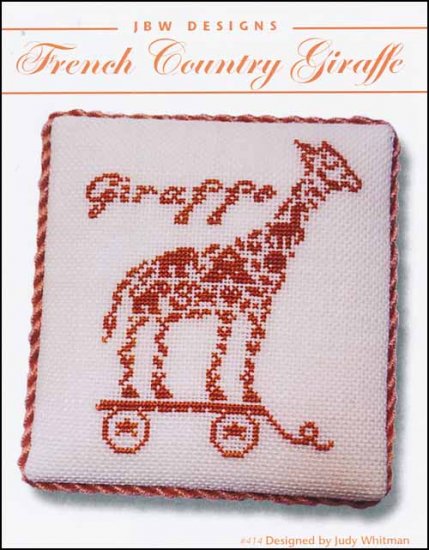 JBW Designs - French Country Giraffe-JBW Designs - French Country Giraffe, children, toy, pull toy, birth sampler, baby, cross stitch 