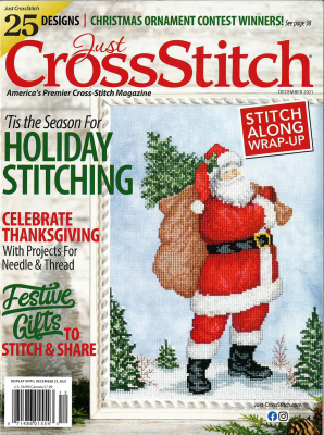 Just Cross Stitch - 2021 #6 Nov/Dec Issue-Just Cross Stitch - 2021 6 NovDec Issue, Santa Claus, Christmas tree, forest, ornaments, cross stitch 